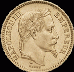 Moneda de Oro 20 Francos Napoleon Francia