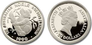 Moneda platino koala australia