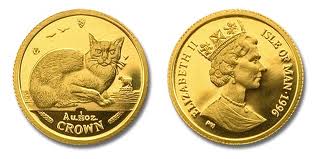 moneda oro gato isla de man
