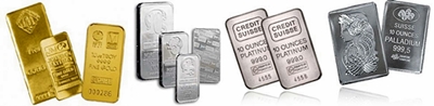 Varios lingotes de plata de Credit Suisse