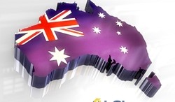 Mapa geográfico de Australia con bandera