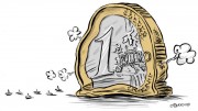 Ilustración de moneda euro pinchada