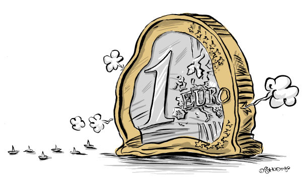 Ilustración de moneda euro pinchada