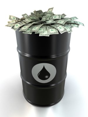 Barril petróleo con dólares