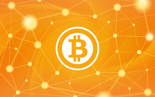 Bitcoin Logo en una red