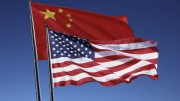 Banderas China y Estados Unidos EEUU
