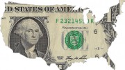 Billete de un dolar con forma geografica de Estados Unidos