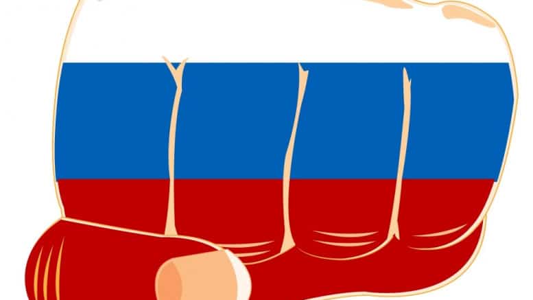 Bandera de Rusia con puño