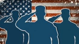 Bandera de EEUU con soldados