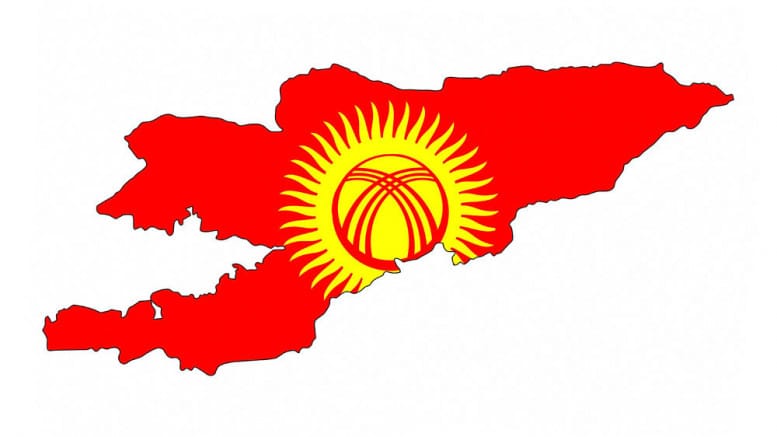 Mapa y bander de Kirguistan